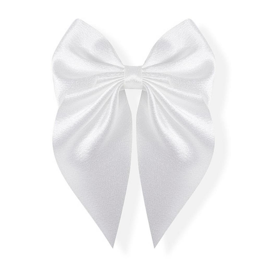 Kids Club London HC070IVORYWHITE * KCHC070-W White Large Satin Bow Clip