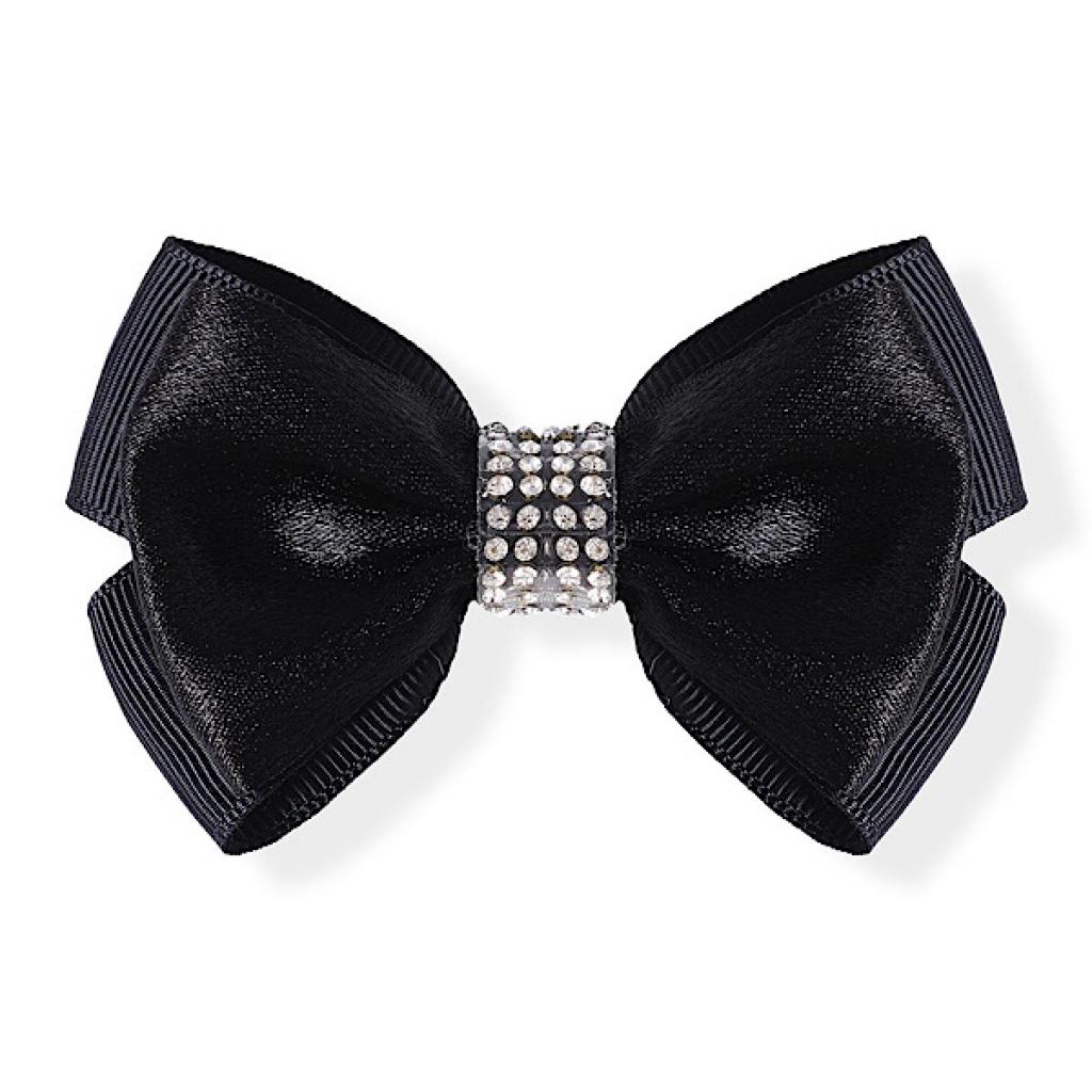 Kids Club London HC075BLACK * KCHC075-B Black Satin Diamante Bow Clip