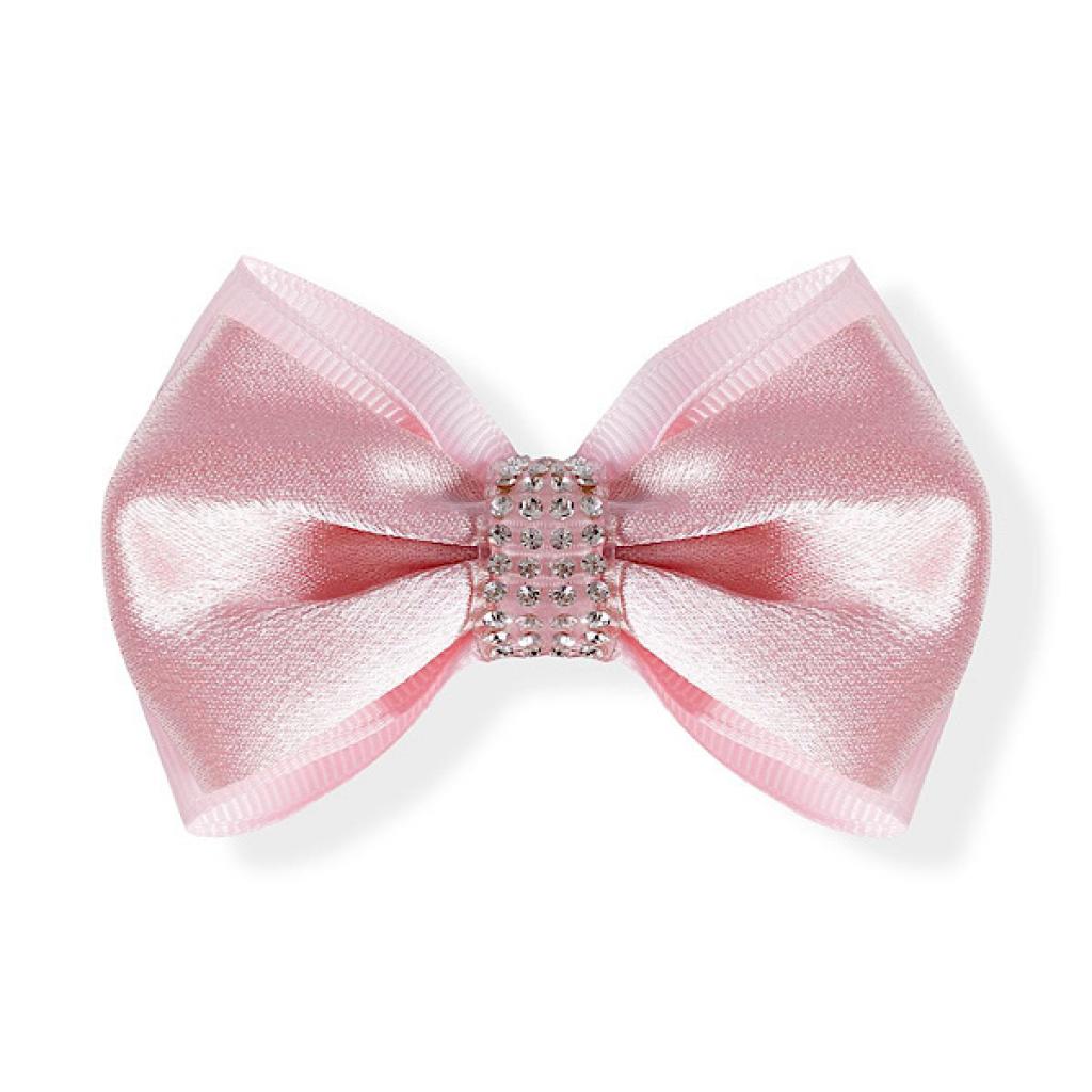 Kids Club London HC075PINK * KCHC075-P Pink Satin Diamante Bow Clip