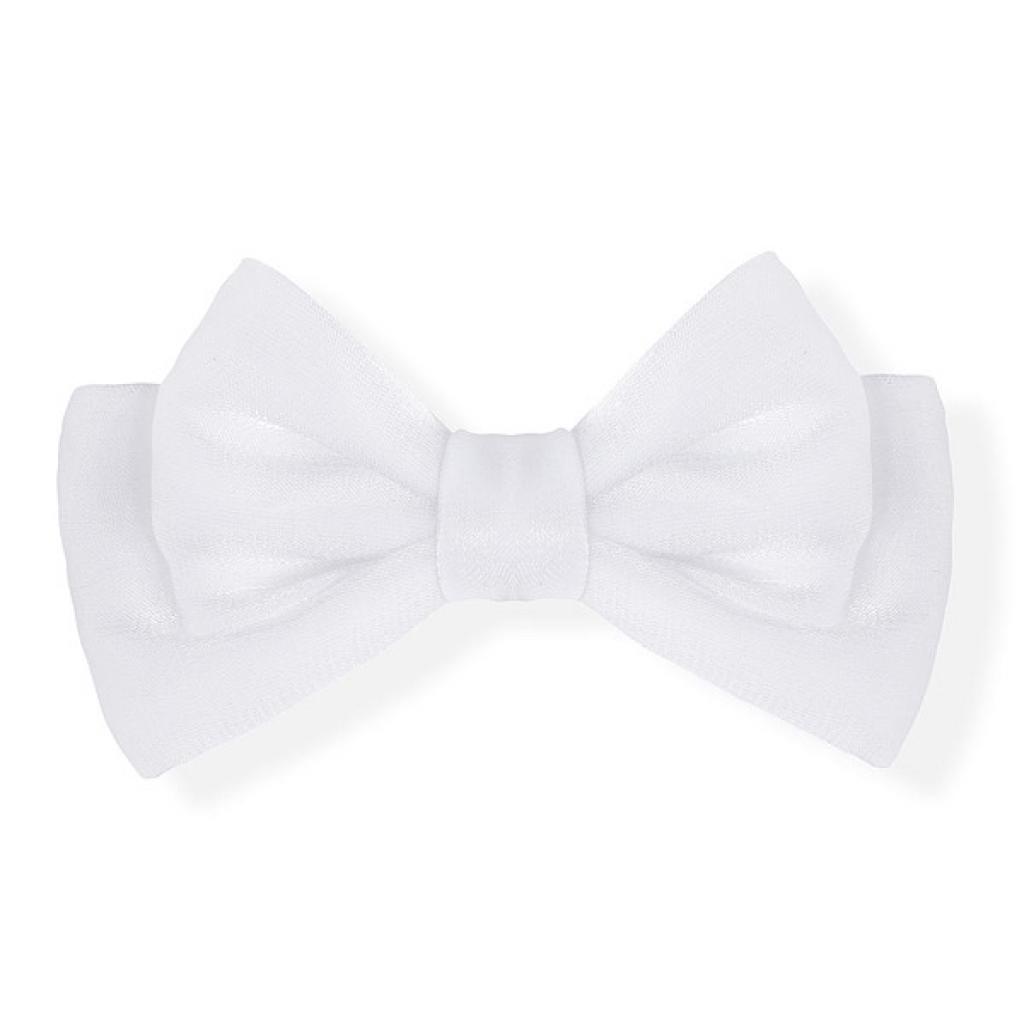 Kids Club London HC080IVORYWHITE  KCHC080-W White Organza Bow Clip