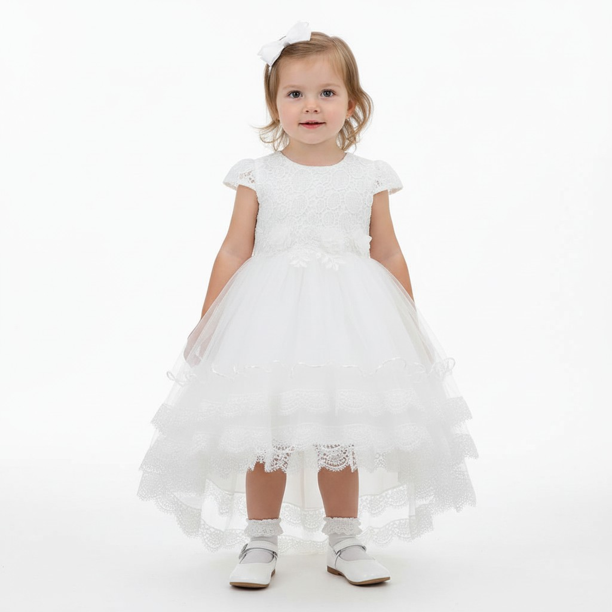 Kids Club London  * KCL8906W White lace dress (6-24 months)