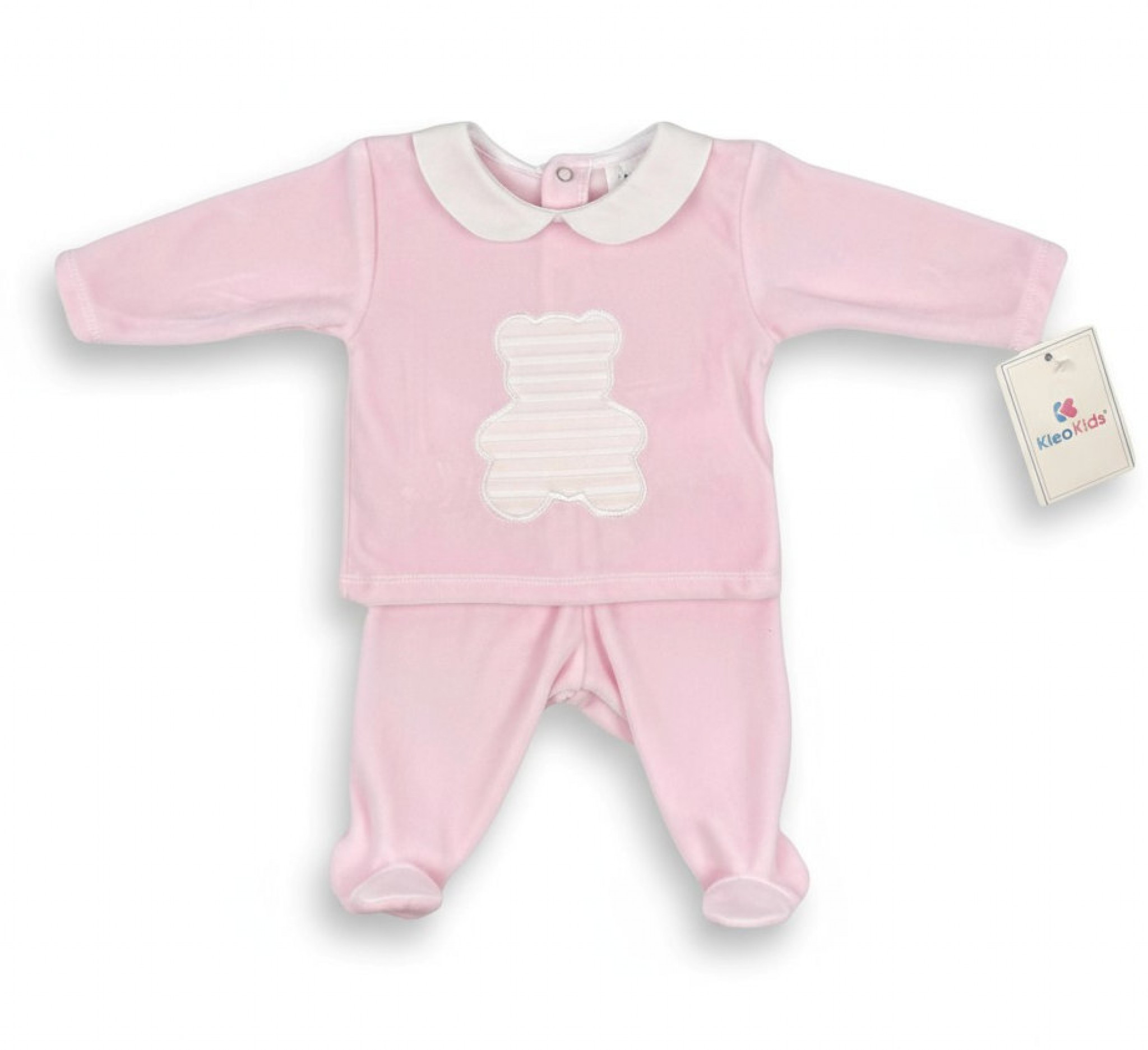 Kleo Kids PJ24107 * KL24107-P Luxury Velour Teddy Two Piece (NB-6 months)
