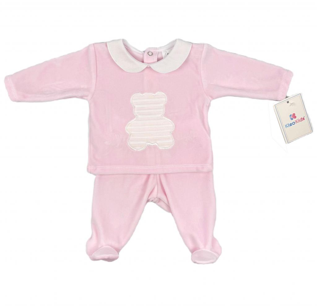 Kleo Kids PJ24107 * KL24107PS Luxury Velour Teddy Two Piece (NB-6 months)