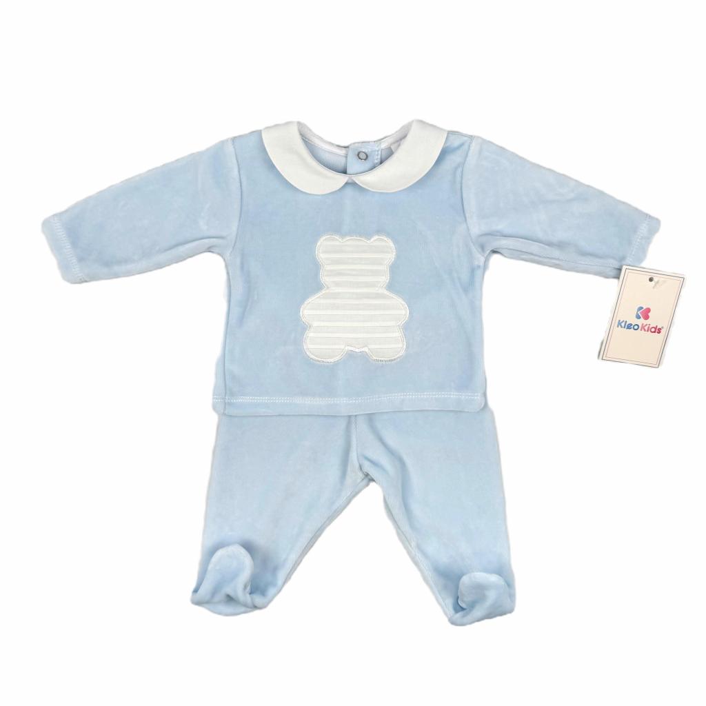 Kleo Kids PJ24107 * KL24107S Luxury Velour Teddy Two Piece (NB-6 months)