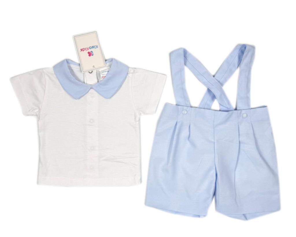 Kleo Kids LN1 * KLLN1S Sky Dungaree Shorts Set (0-24 months)