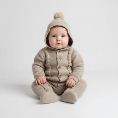 KLP1151-Bis  Biscuit Knitted Pram Suit  (0-9 months)