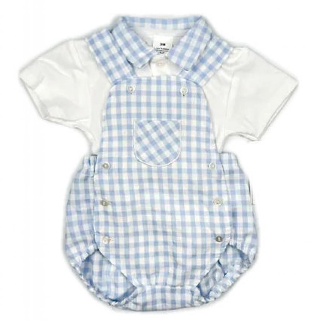 Kleo Kids PJ23109 * KLPJ23109S Sky Gingham Dungaree Set (3-18 months)