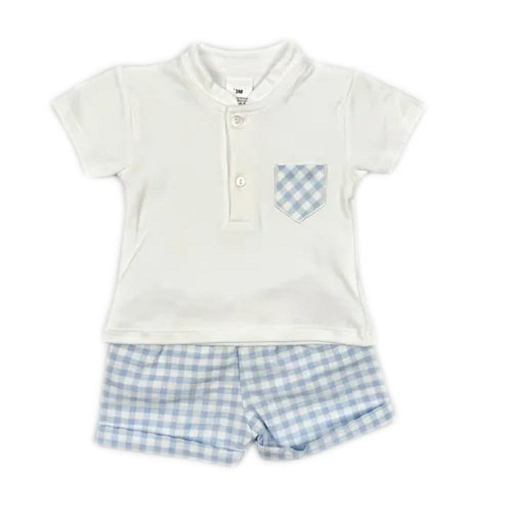 Kleo Kids PJ23111 * KLPJ23111 Sky Gingham Shorts Set (3-24 months)