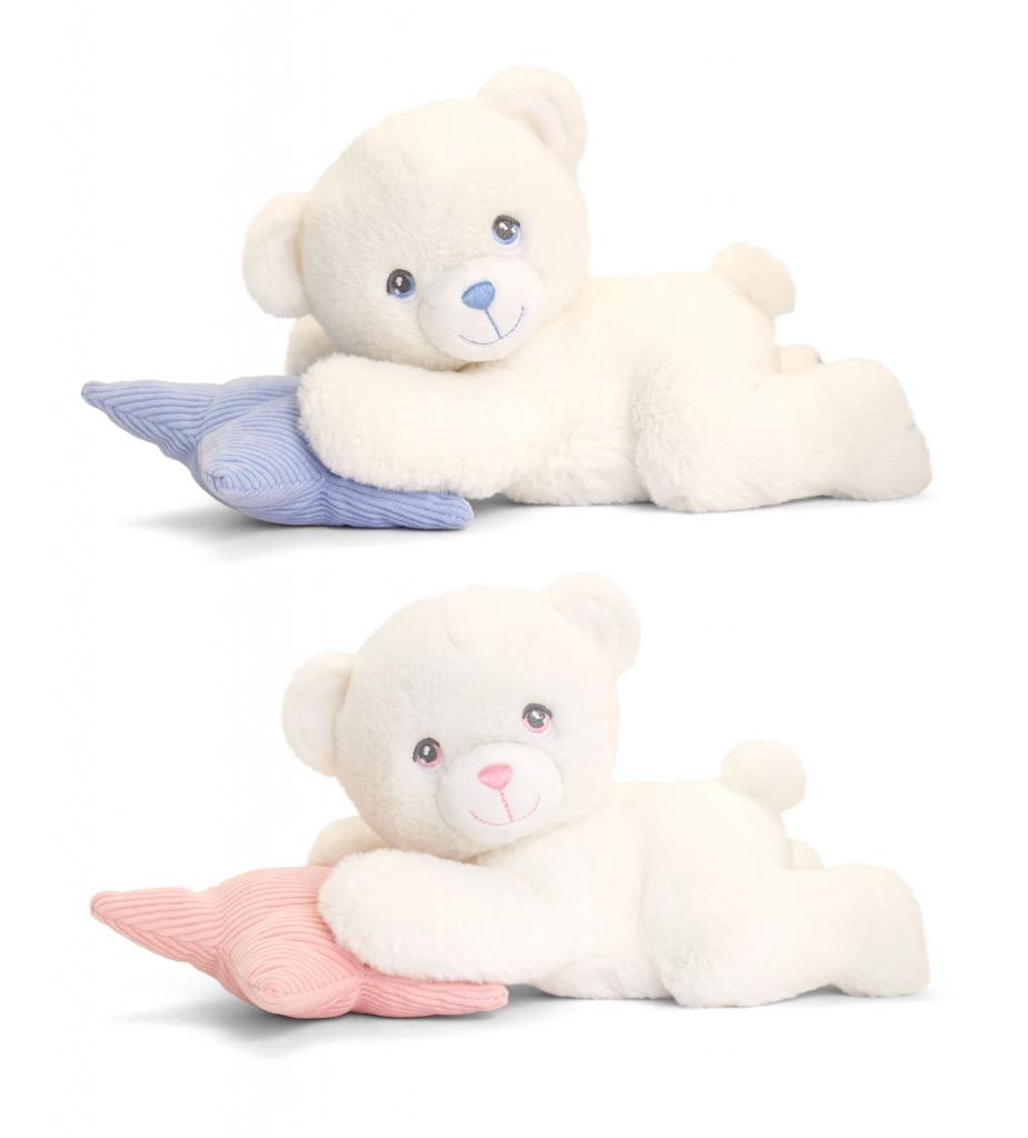Keel Toys  5027148014268 KTSE1426 Eco Bear on Pillow 20cm (2 Asstd)