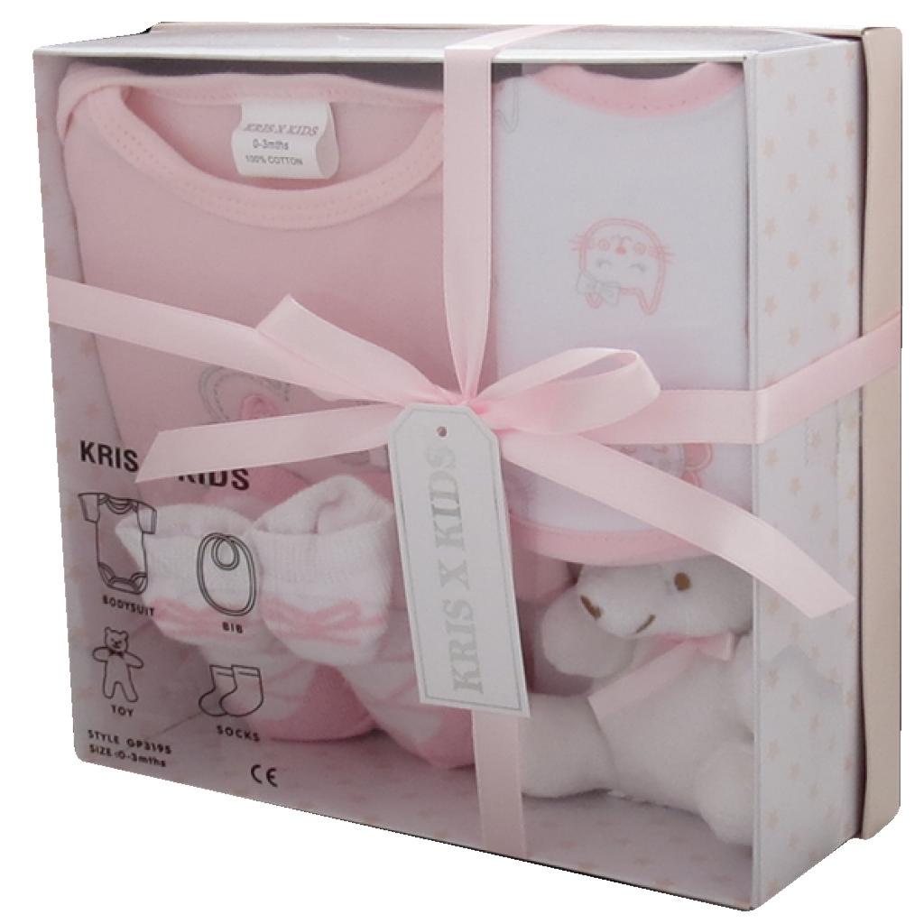 Kris X Kids 3195PB * KXK3195P Pink "Cat" 4 Piece Gift Set