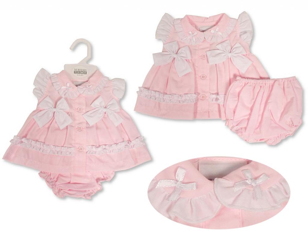 Nursery Time 20-587 5035320205878 NTLBW20-587 Frilly "Bow and Lace" Dress Set (3-8lbs)