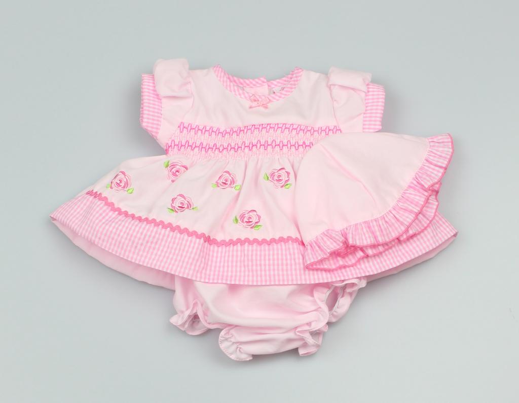 Sweet Elegance DRS-GF0001 * SELBW_F0002  Rosebud smocked dress  set (3lbs - newborn)
