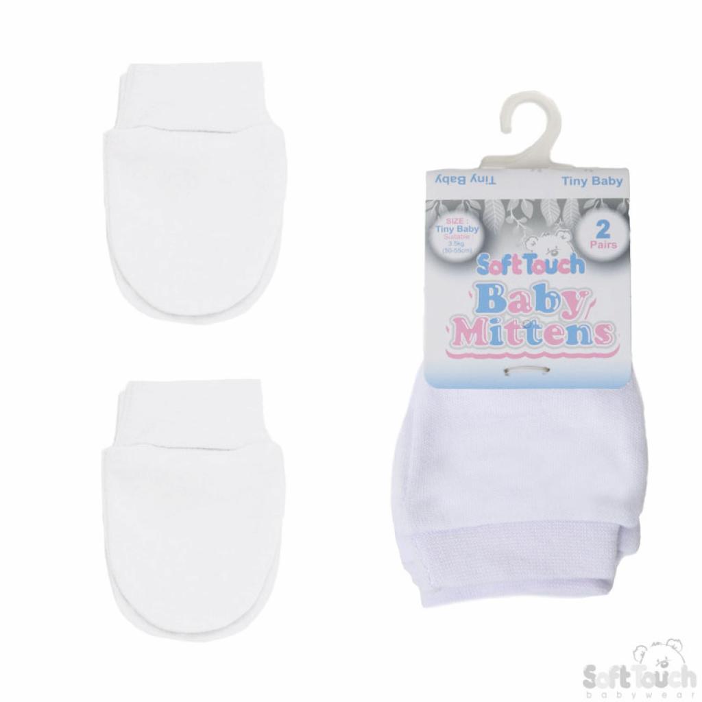 Soft Touch 2PRP113-W 5023797306976 STLBW_PRP113-WPair of Premature Scracth Mitts (Tiny baby)