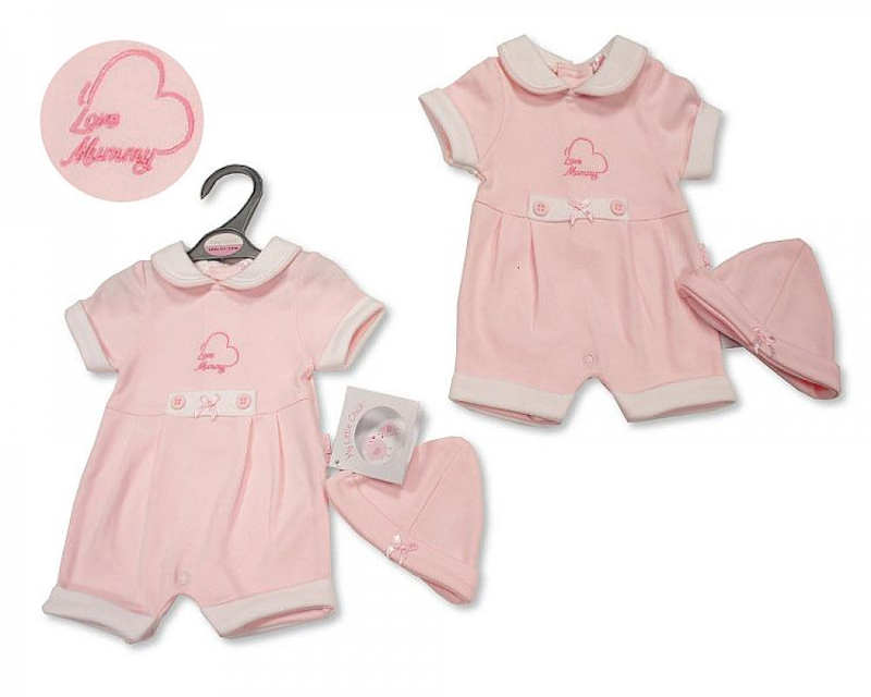 Tiny Chick PB20-526 5035320205267 TCLBW20-526 "I Love Mummy" Romper with Hat (3-8lbs)