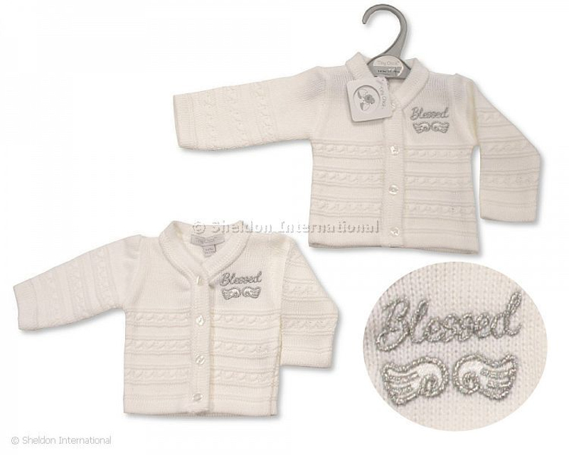 Tiny Chick  5035320459300 LBWTC20-930 "Blessed" Cardigan (3-8lbs)