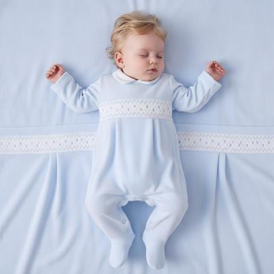 LD004S  Velour Polka Dot Smocked All in One   (0-9m)