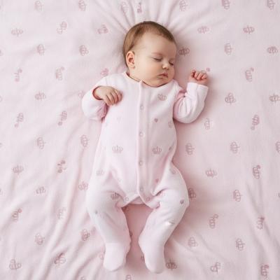 LD005P  Velour Crown Embroidered  all in one   (0-9m)