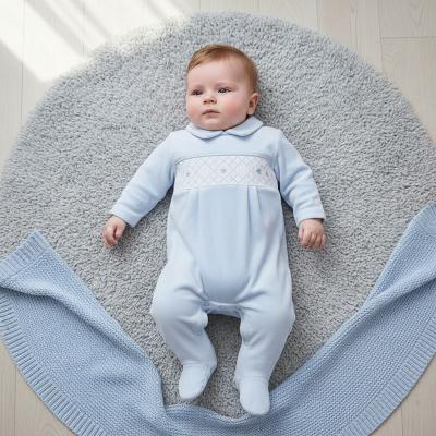 LD009S  Velour Star Smocked  all in one   (0-9m)
