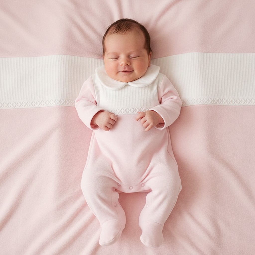 Little Dreams LD012BABYPINK * LD012P Cotton Girls Classic Collar All in One  (0-9m)