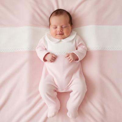 LD012P  Cotton Girls Classic Collar All in One   (0-9m)