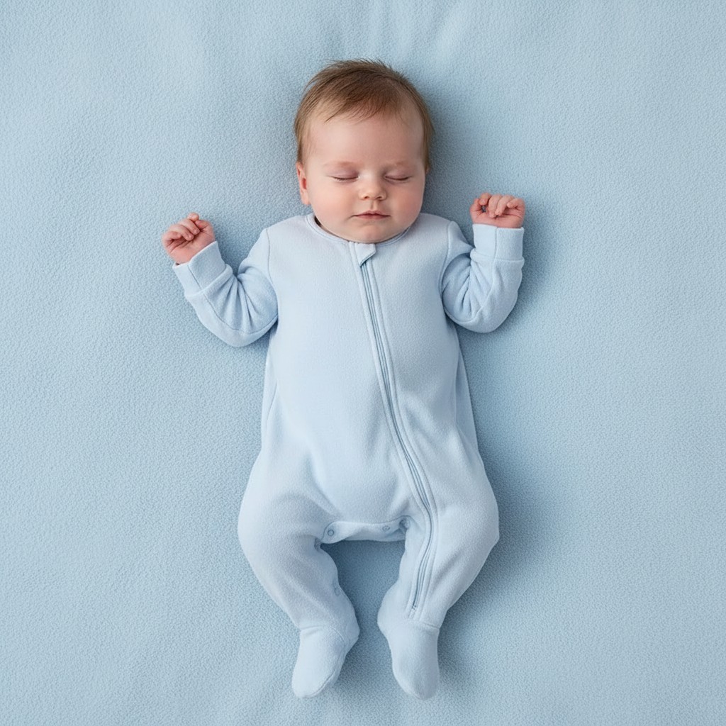 Little Dreams LD014BABYBLUE * LD014S Classic Zip Velour All In One  (0-9m)