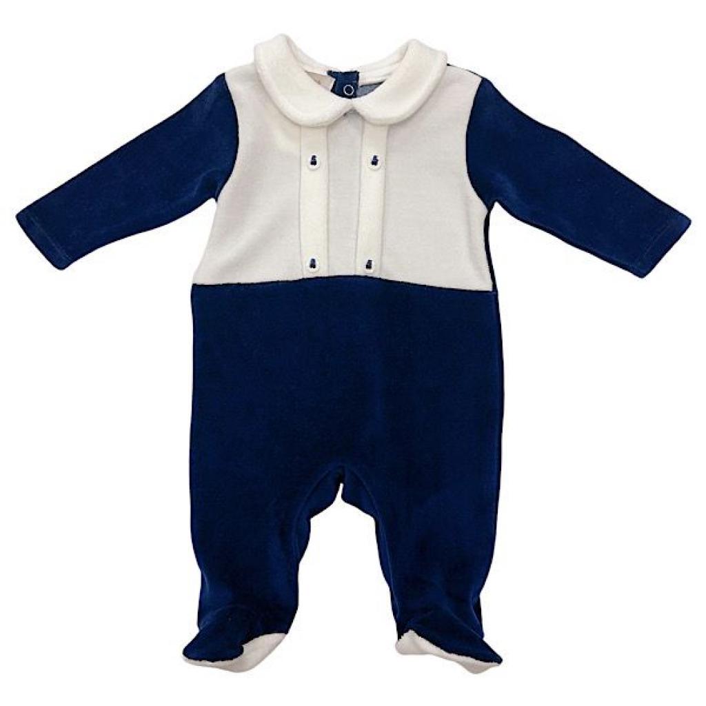 Little Dreams 10026Navy * LD10026Ns Navy Velour All In One  (3-6m ONLY) SINGLE