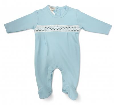Little Dreams 10081BABYBLUE * LD10081S Sky Smocked All In One  (0-9m)