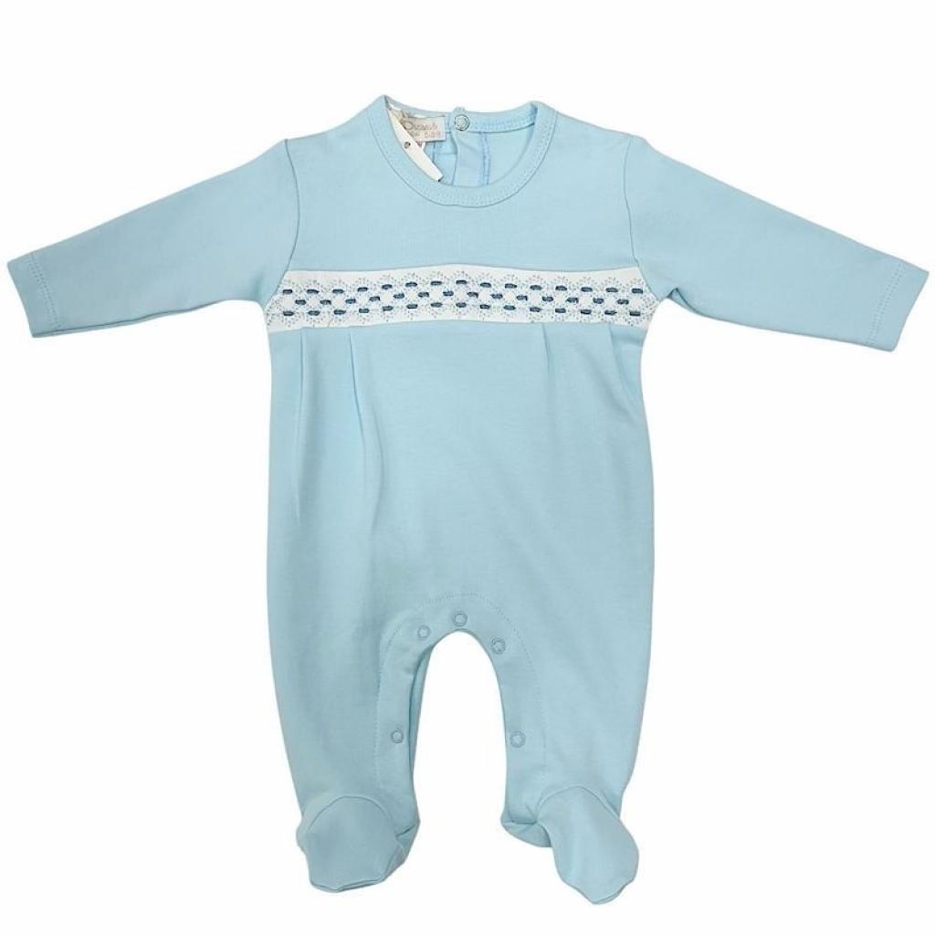 Little Dreams 10081BABYBLUE * LD10081S Sky Smocked All In One  (0-9m)
