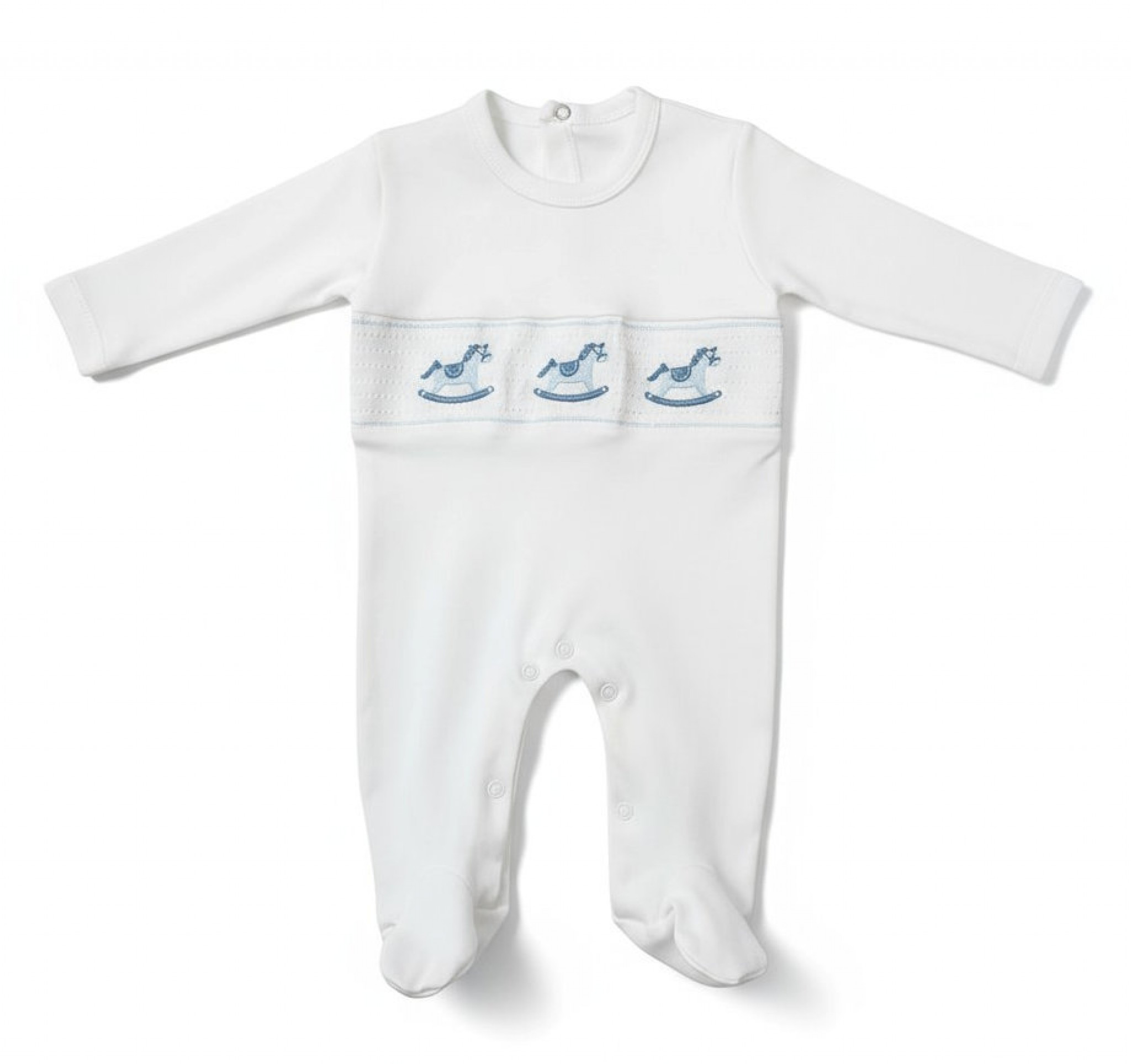 Little Dreams LD10087WS * LD10087-WS  Smocked Rocking Horse All In One  (0-9m)