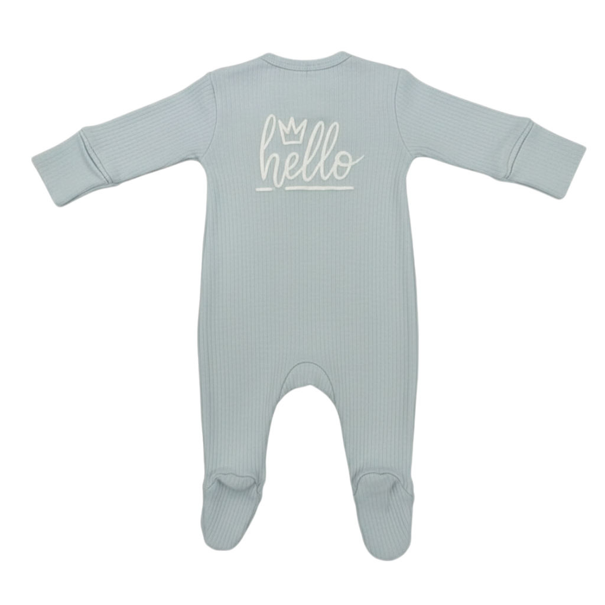 Little Dreams 10095 * LD10095SKY Sky "Hello" Ribbed Zipped All In One  (0-9m)
