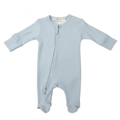Little Dreams 10095 * LD10095SKY Sky "Hello" Ribbed Zipped All In One  (0-9m)