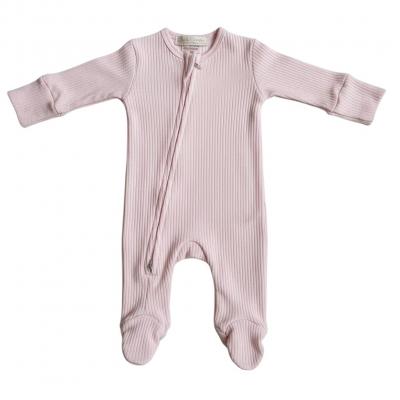 Little Dreams 10095 * LD10095p Pink "Hello" Ribbed Zipped All In One  (0-9m)