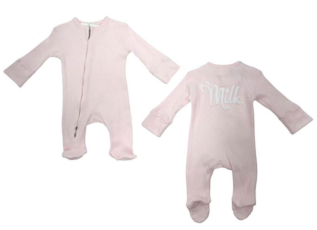 Little Dreams 10096 * LD10096-P Pink "Milk" Ribbed Zipped All In One  (0-9m)