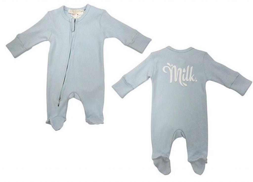 Little Dreams 10096 * LD10096-S Sky "Milk" Ribbed Zipped All In One  (0-9m)