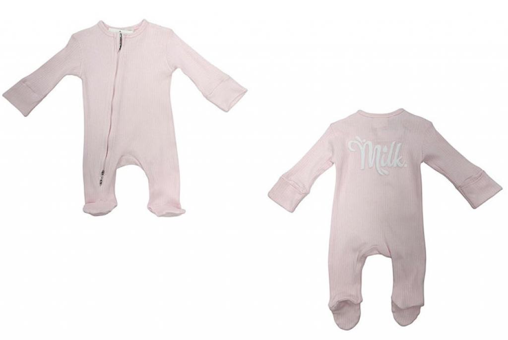 Little Dreams 10096 * LD10096P Pink "Milk" Ribbed Zipped All In One  (0-9m)