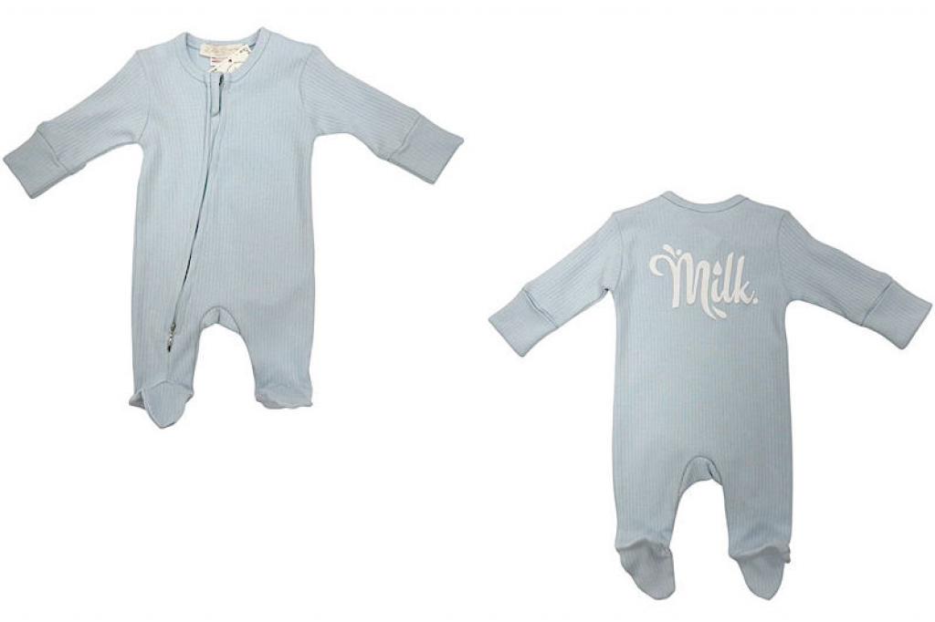 Little Dreams 10096 * LD10096S Sky "Milk" Ribbed Zipped All In One  (0-9m)