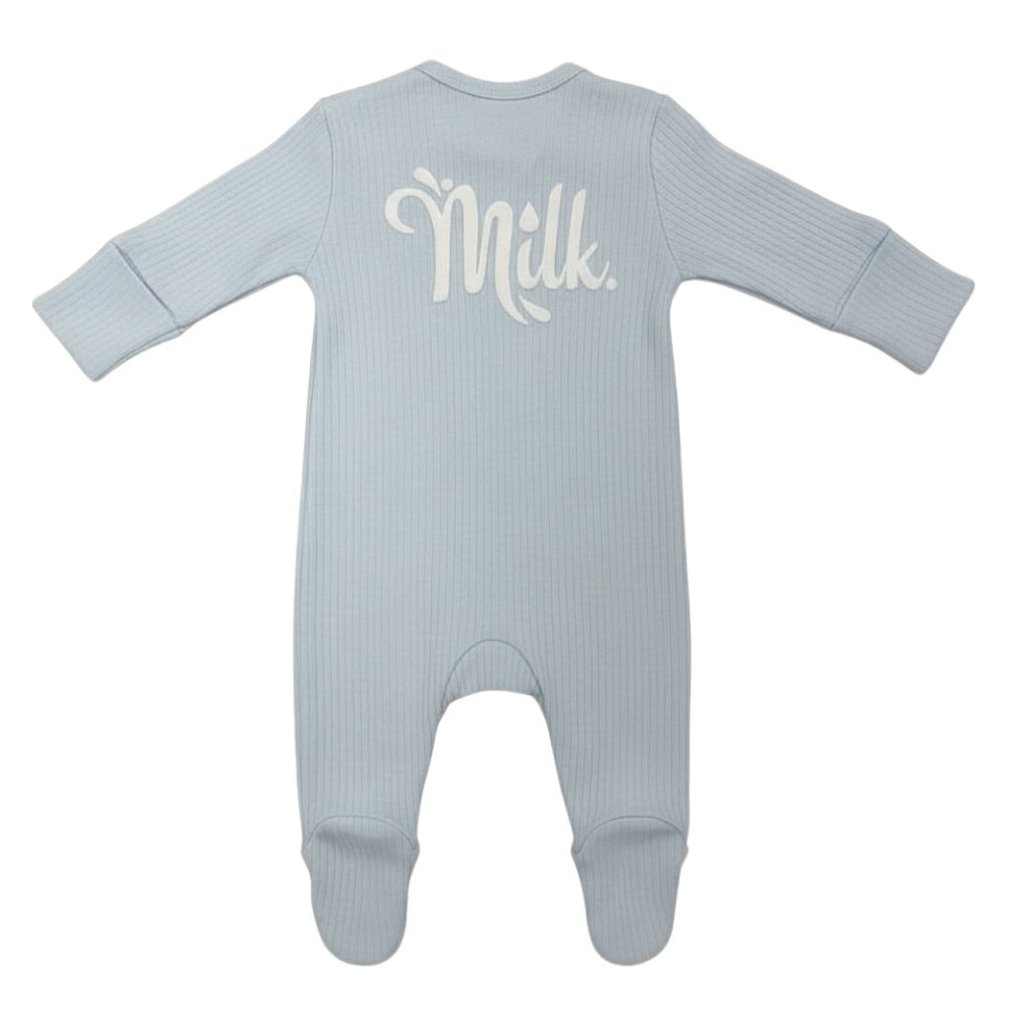 Little Dreams 10096 * LD10096_SKY Sky "Milk" Ribbed Zipped All In One  (0-9m)