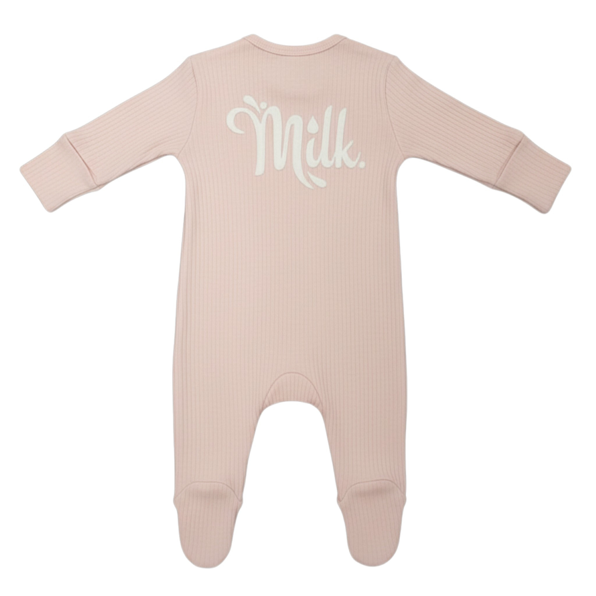 Little Dreams 10096 * LD10096p Pink "Milk" Ribbed Zipped All In One  (0-9m)