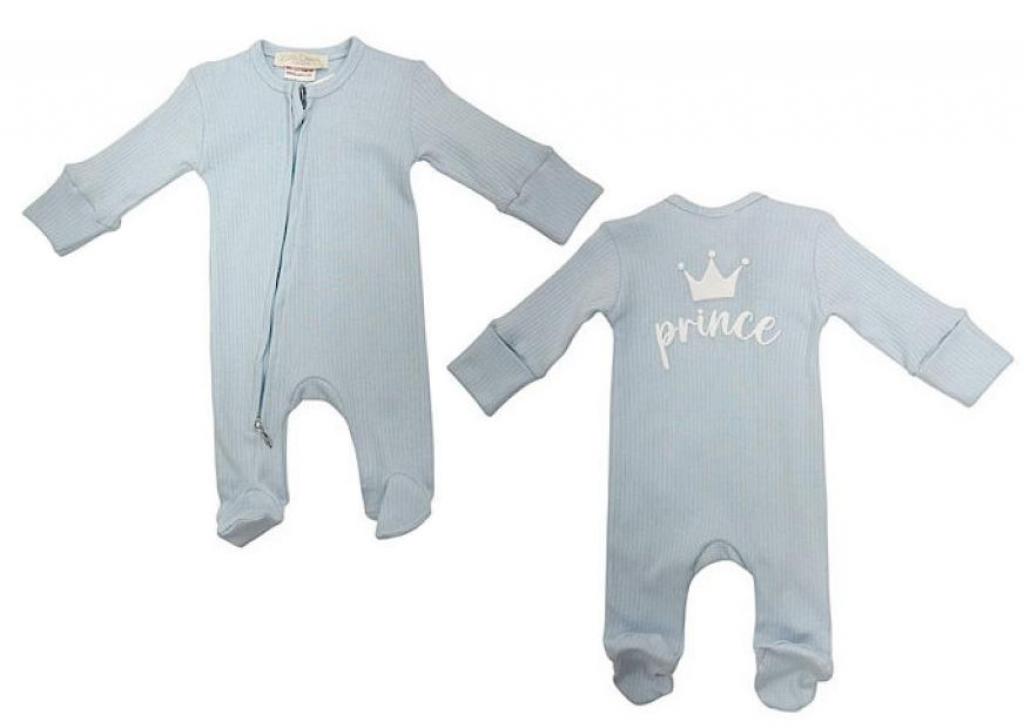 Little Dreams 10097 * LD10097-S Sky "Prince" Ribbed Zipped All In One  (0-9m)