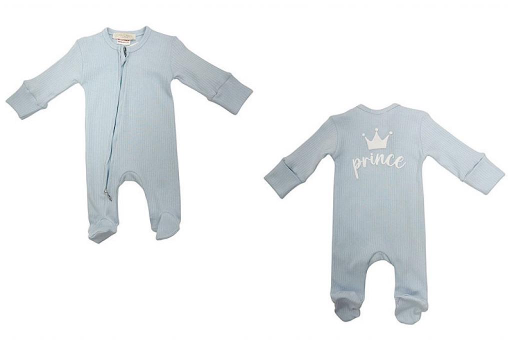 Little Dreams 10097 * LD10097S Sky "Prince" Ribbed Zipped All In One  (0-9m)