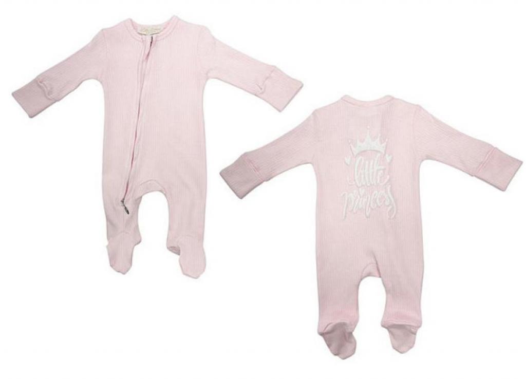 Little Dreams 10098 * LD10098-P Pink "Little Princess" Ribbed Zipped All In One (0-9m)