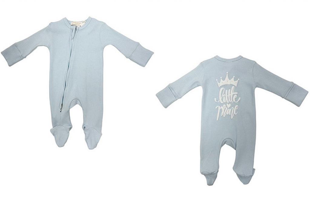 Little Dreams 10098 * LD10098S Sky "Little Prince" Ribbed Zipped All In One (0-9m)
