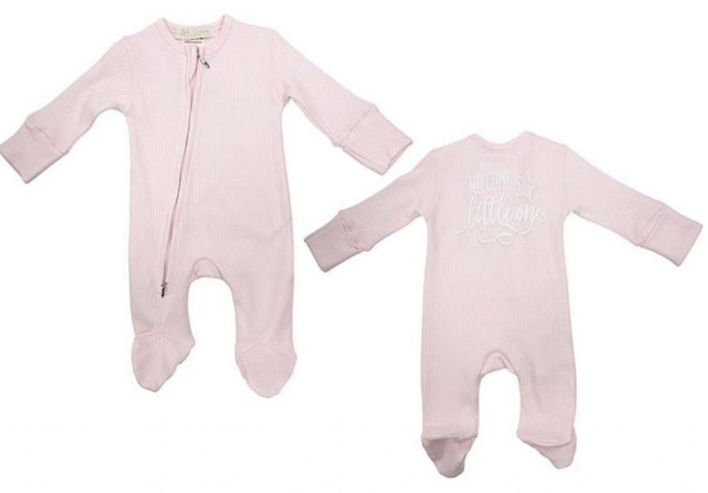 Little Dreams 10098 * LD10099-P Puffed "Welcome" Ribbed Zipped All In One (0-9m)
