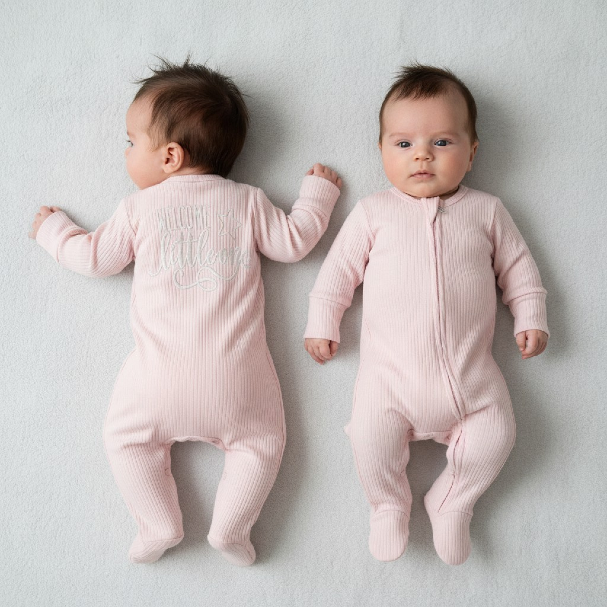 Little Dreams 10098 * LD10099P "Welcome" Ribbed Zipped All In One (0-9m)