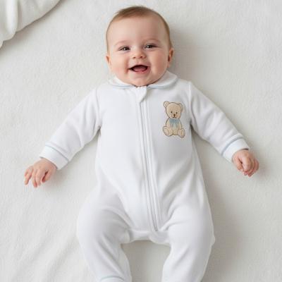 LD1022WS  Teddy bear zip Velour  All In One   (0-9m)