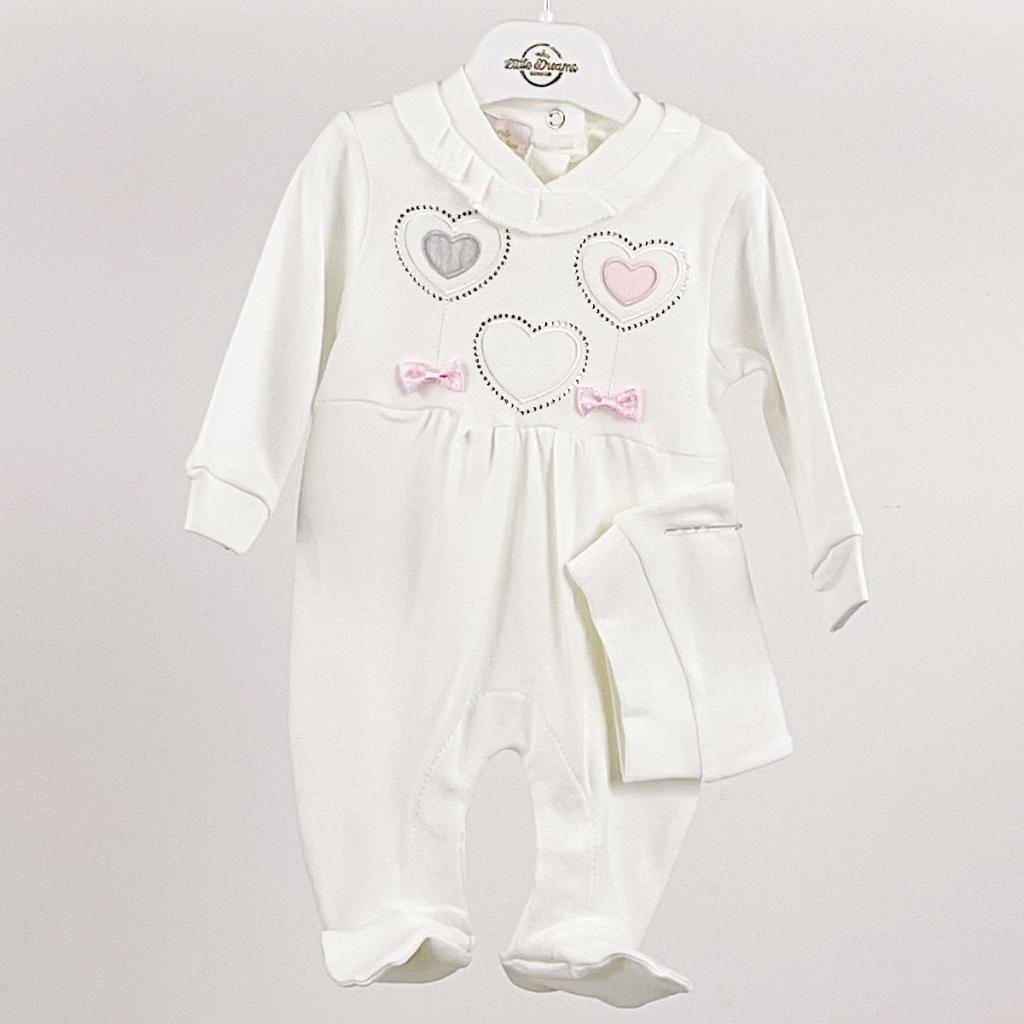 Little Dreams China  LD15006-I Ivory heart All in one and hat(0-9 months)