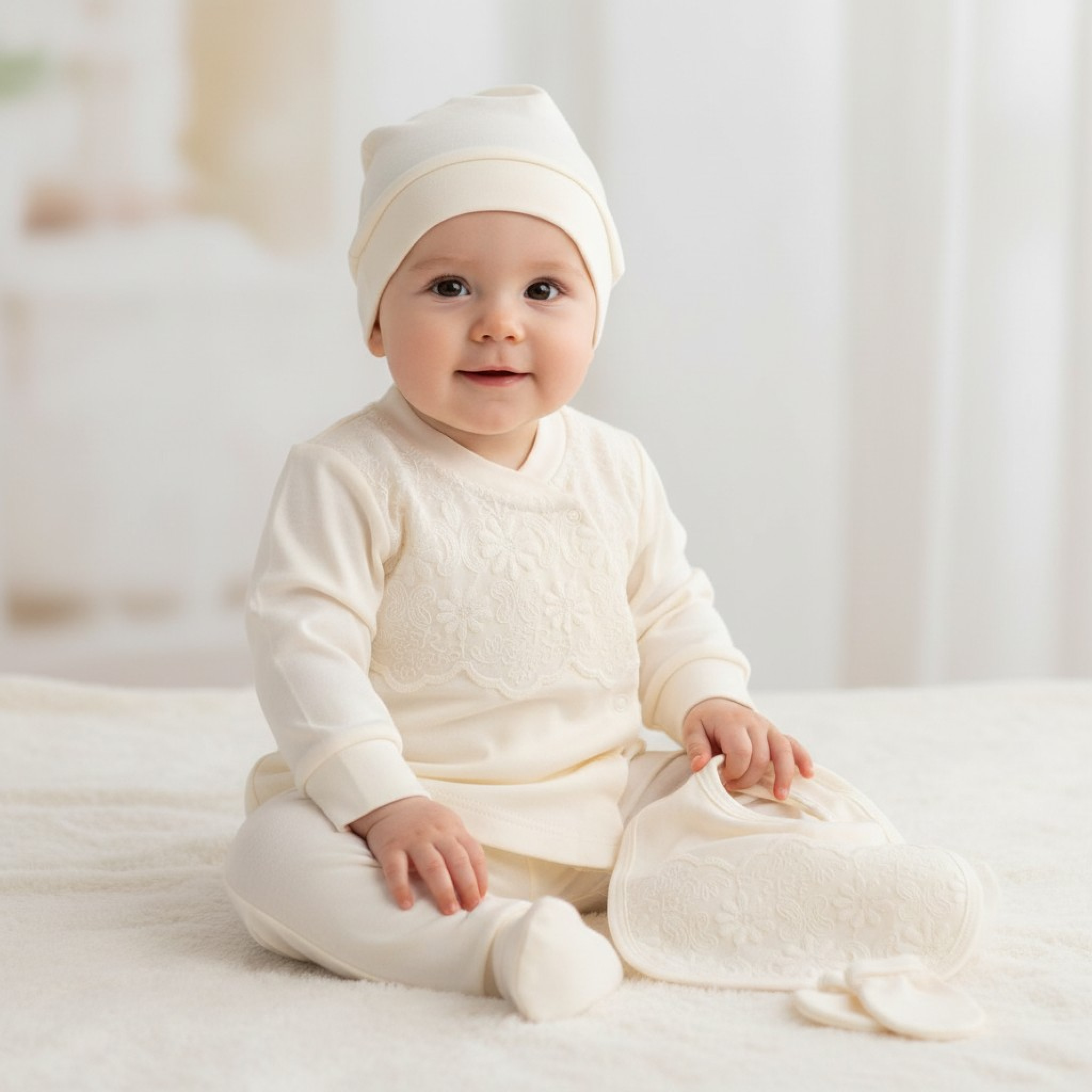 Little Dreams China * LD15007-I Ivory Five Piece Outfit (0-9 months)