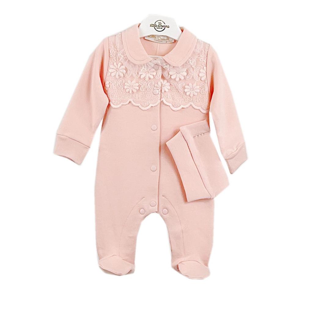 Little Dreams 15008  LD15008pe Peach Floral sleepsuit (0-9 months)
