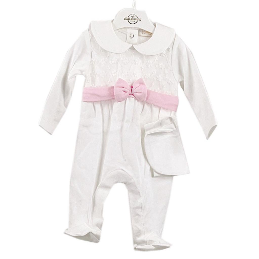 Little Dreams China * LD15011I Ivory Lace and Bow sleepsuit (0-9 months)