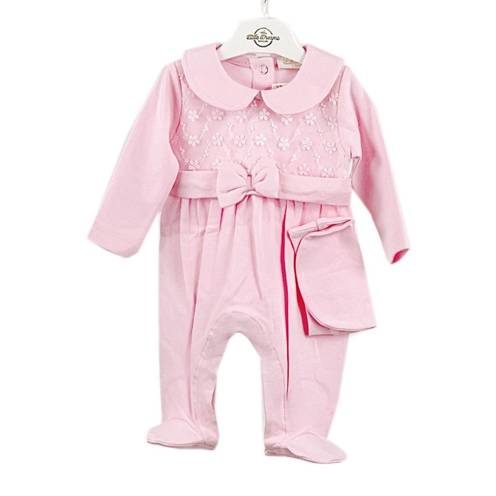 Little Dreams China * LD15011P Pink Lace and Bow sleepsuit (0-9 months)